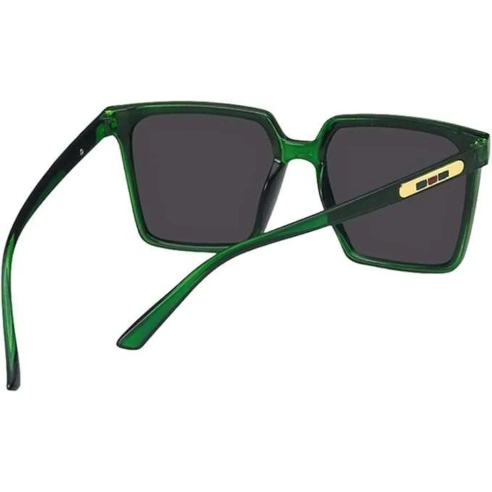 Square Green Sunglasses | Gold Accent | Trendy‎ Fashion Shades Ovrsized Trendy